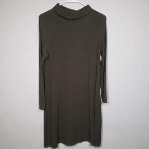 River Island Olive Green Long Sleeve Ribbed Sweater Dress
